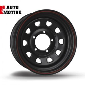 ČELIĆNE FELGE 6x15 ET -12 DAYTONA CRNE SA CRVENIM RUBOM ZASUZUKI